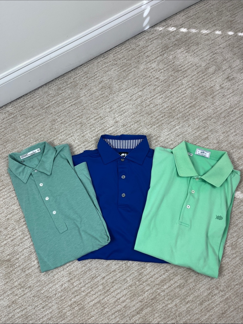 Men’s Golf Polo Bundle of 3 Criquet FootJoy Southern Tide Blue Green Size L